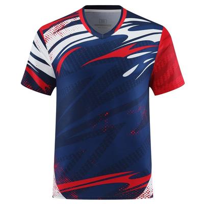 Anmurye Table Tennis Short Sleeve with Abstract Geometric Sports and Game Badminton Strength Practice Stylish Summer Blue Men's Uniform, T-Shirt