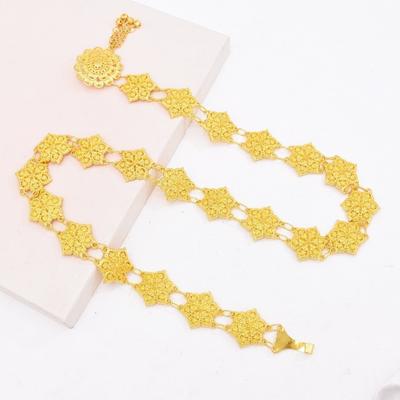 Classic Metal Thai Belly Waist Chains Jewelry Tassel Hollow Out Flower Necklace Ethnic Style Bell Dance Dress Belt Chains Women