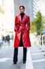 Lambskin Handmade Long Party Stylish Women Red Trench Coat  Leather Genuine