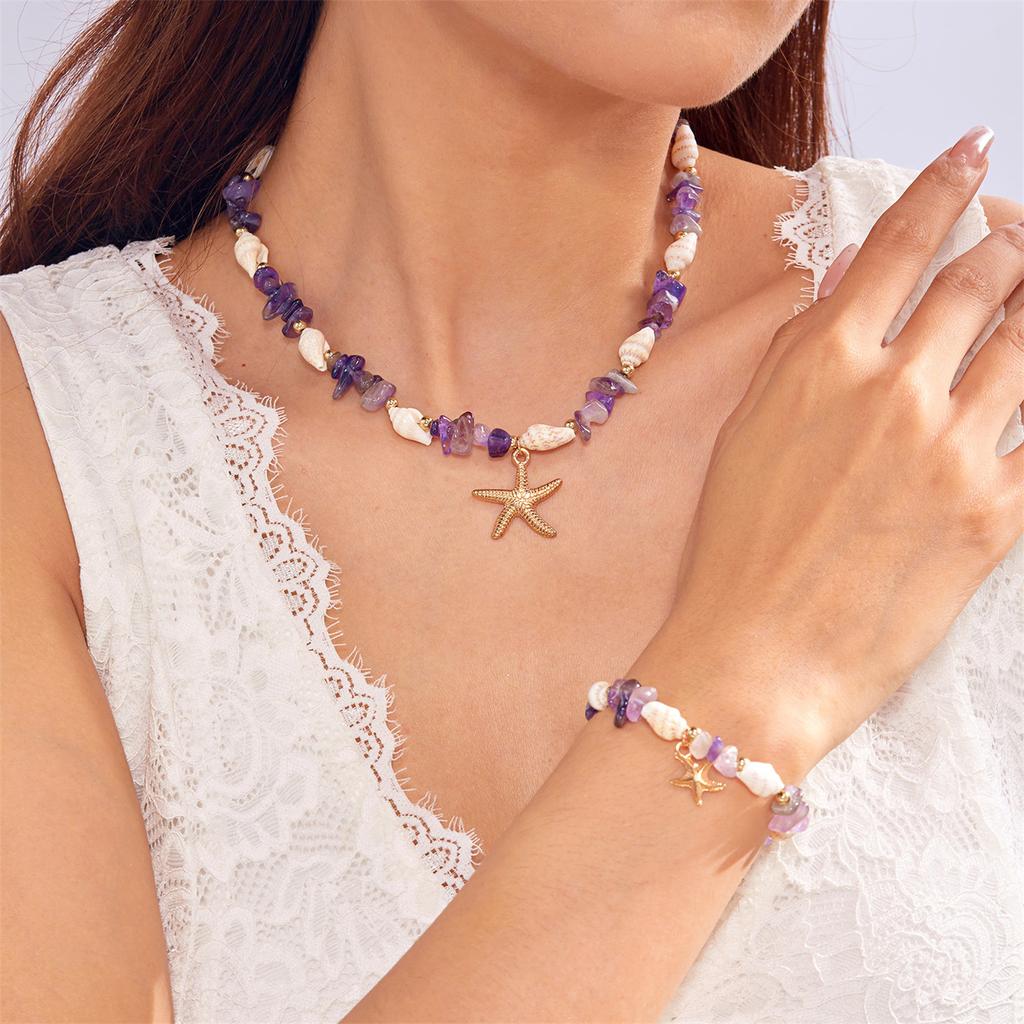 Versatile Beach Jewelry Starfish Pendant Seashells Detailing Lightweight Allergy Safe Necklace For Casual Fashion