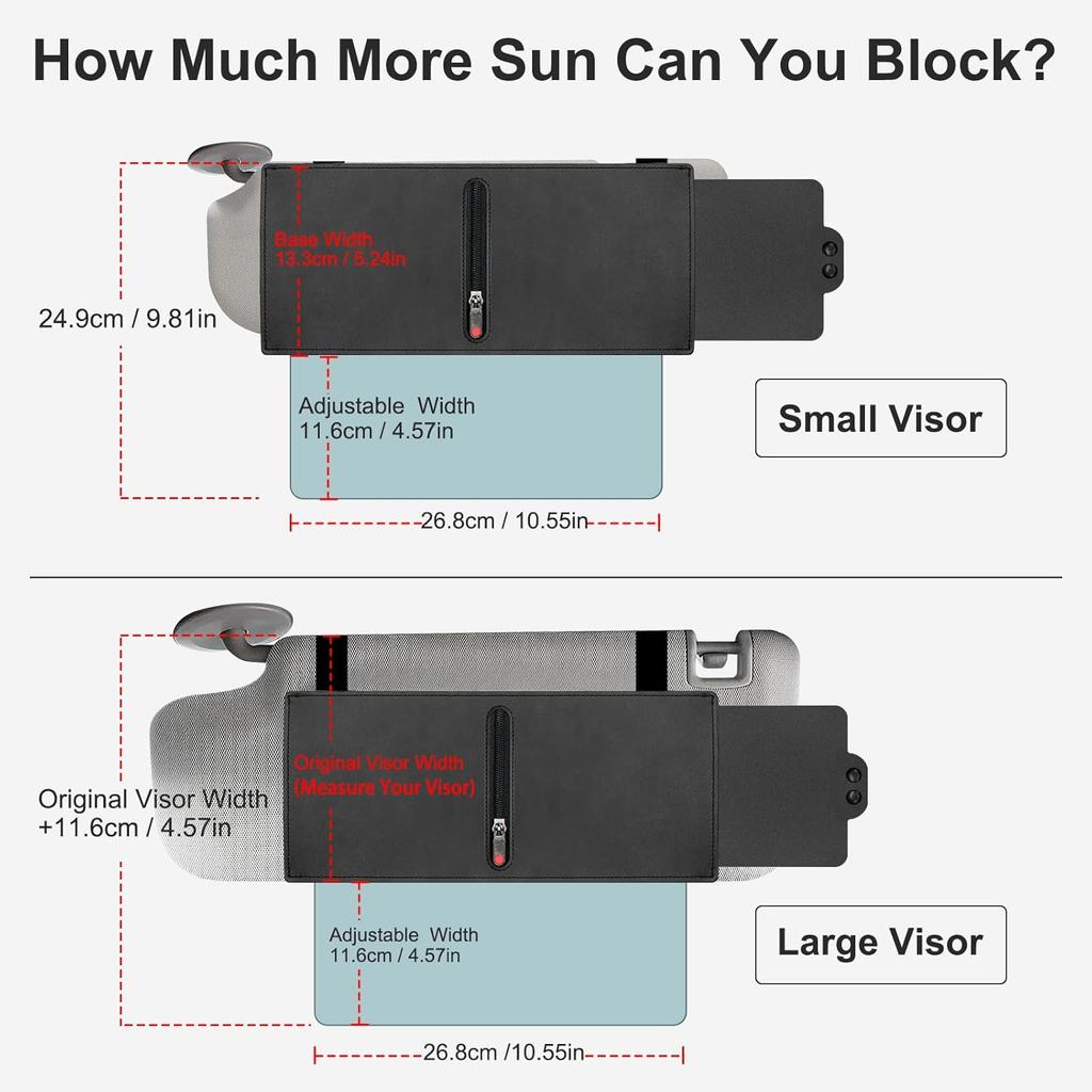 Polarized Sun Visor Extender For Car With Zipper Slider Upgraded Uv400 Car Sun Visor Extension Pc Lens Side Sunshade Auto Accessories