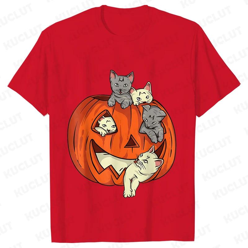 Fashion Halloween Party Tee Shirt Women Clothing Harajuku Designer Cat Pumpkin Halloween Graphic Y2k Tops Short Sleeve Tshirt