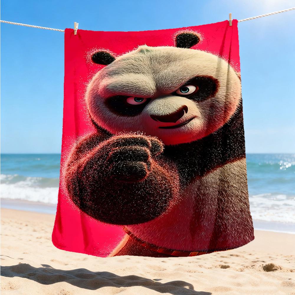 1 szt. Koc flanelowy Kung Fu Panda na zewnątrz, Miękki,