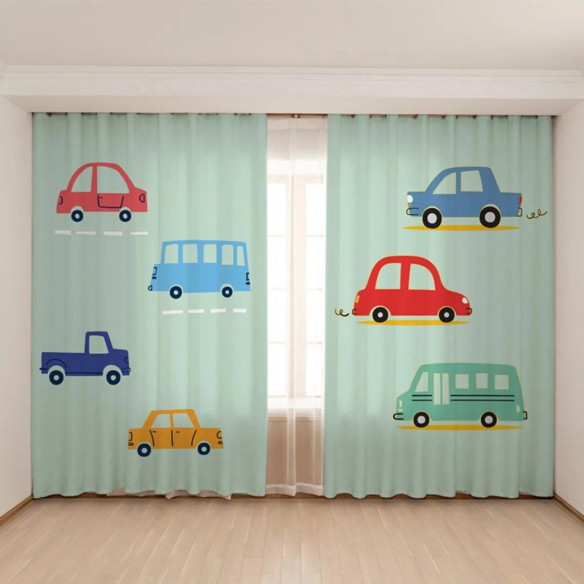 

Новая симпатичная синяя желтая игрушечная машинка-экскаватор занавеска для детской комнаты, спальни для мальчиков, детской комнаты, окна детского сада, 2 панели, новый узор W50xH130(CM)x2pcs&Rod Pocket