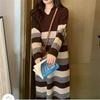 Long Autumn and Winter Knitted Large-size Dress Sweater New Striped Fashion Temperament Loose and Thin Bottom Skirt