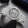 Men Quartz Movement Umber Calendar Alloy Rhinestone Round Dial Watch Ladies Decor Roman Casual Outfit