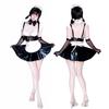 Maid Cosplay Sexy PU Leather Moe Demon Charming Cute Cute Bold Moe Lingerie Bodycon Enamel Costume Black Collar Bow Tie Tops Underwear Apron Mini