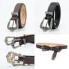Vintage Crown Pattern Alloy Buckle Leather Belt For Women Stylish Jeans Accessories