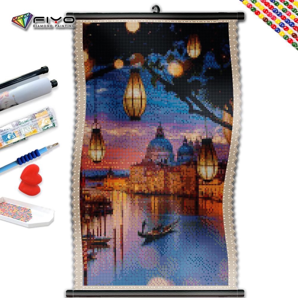

5D DIY Рамка Алмазная Вышивка Свет Городская Мозаика Пейзажная Живопись Комплект Творческие Хобби Украшение Дома
