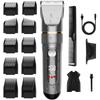 Electric Hair Clipper Ibealuty Waterproof Rechargeable LED Display Adjustable Silver Gray