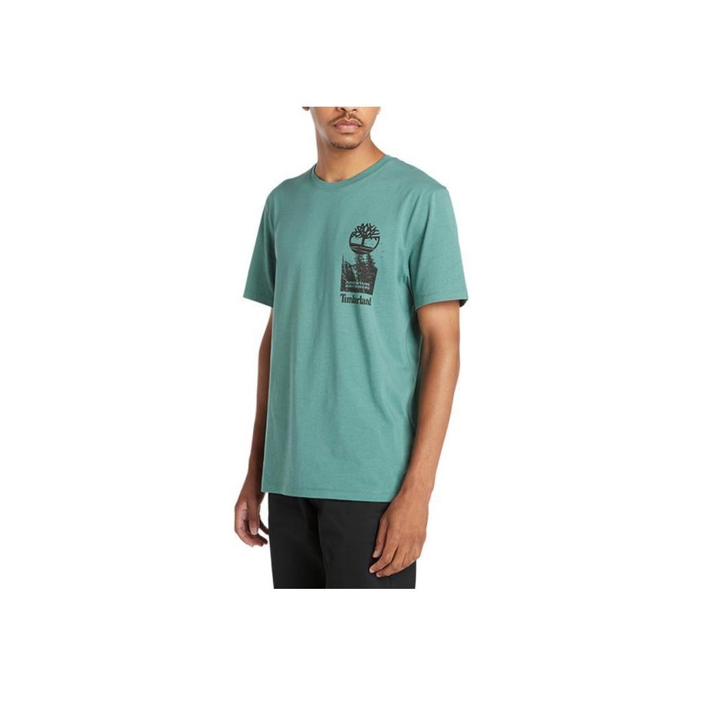 Timberland Tree Logo Graphic Print Comfortable Soft Breathable Short Sleeve T-Shirt Men T-Shirts Blue Green A2QJ3-CL6