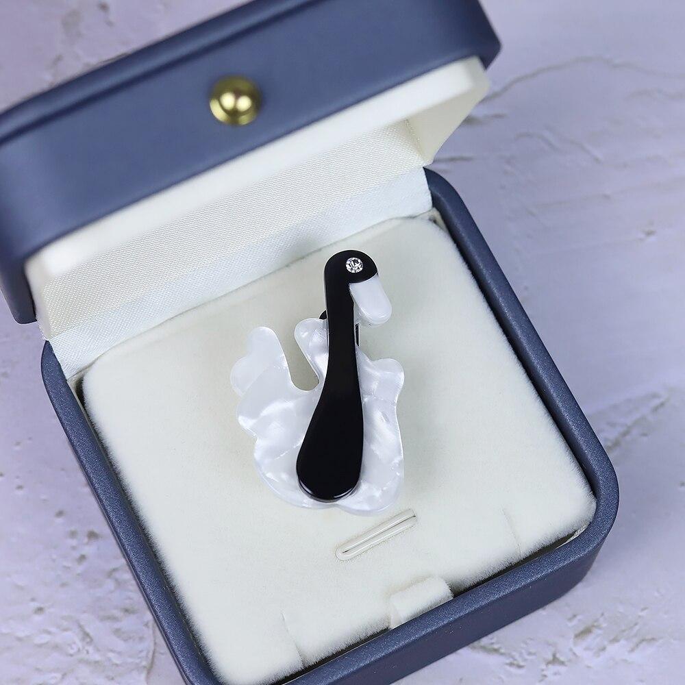 Blucome Handmade Vivid Black Swan Shape Brooch Acrylic Animal Brooches Small Size For Kids Women Pins Corsage Clips Pins Jewelry