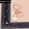 Lovely Enamel Duck Keychain Rings for Women Men Handbag Pendant Cartoon Animal Key Rings Car Key Holder DIY Jewelry Gift