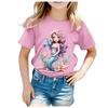Girls Adorable Mermaid Princess Print Tshirt Summer CrewNeck ShortSleeved Soft Polyester Fabric Kids Top Clothing