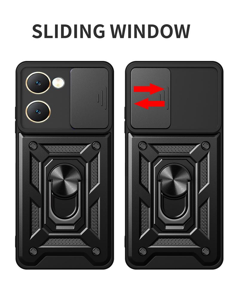 For Vivo Y03 4G Case Slide Lens Camera Protection Back Capa For Vivo Y03 4G  Y 03 VivoY03 Cover Magnetic Ring Holder Armor Funda