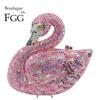 Boutique De FGG Portofel Plic Nou cu Lebădă și Strassuri Geantă de Seară Crystal Handmade pentru Femei Petrecere Bal Minaudiere Geantă Lebădă