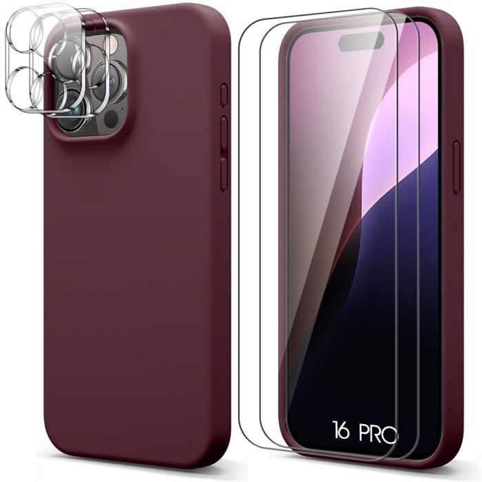 Coque de protection - booling - iphone 16 pro - silicone liquide - slim - 2 verres trempés