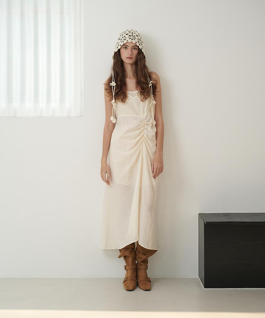 Marot Sheer Stripe Slip Dress_Cream