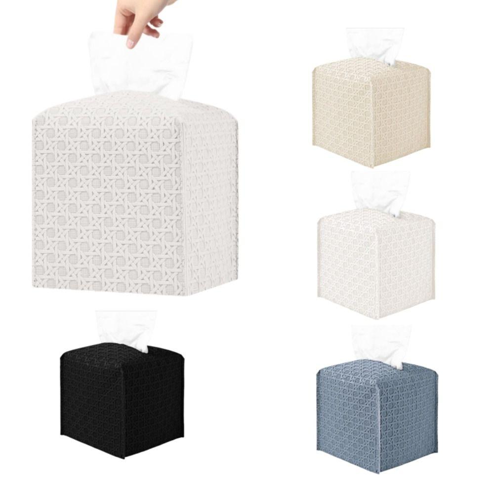 Large-Capacity Drawer Box PU Leather Foldable Tissue Box Modern Square Tissue Box  Car