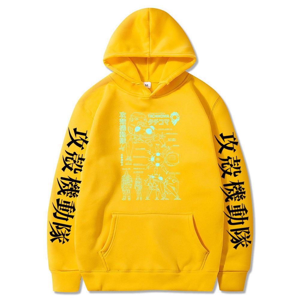 Japan Anime Ghost In the Shell tisk Pánské mikiny s kapucí mikiny Harajuku Kusanagi Motoko Neformální Oversized Streetwear