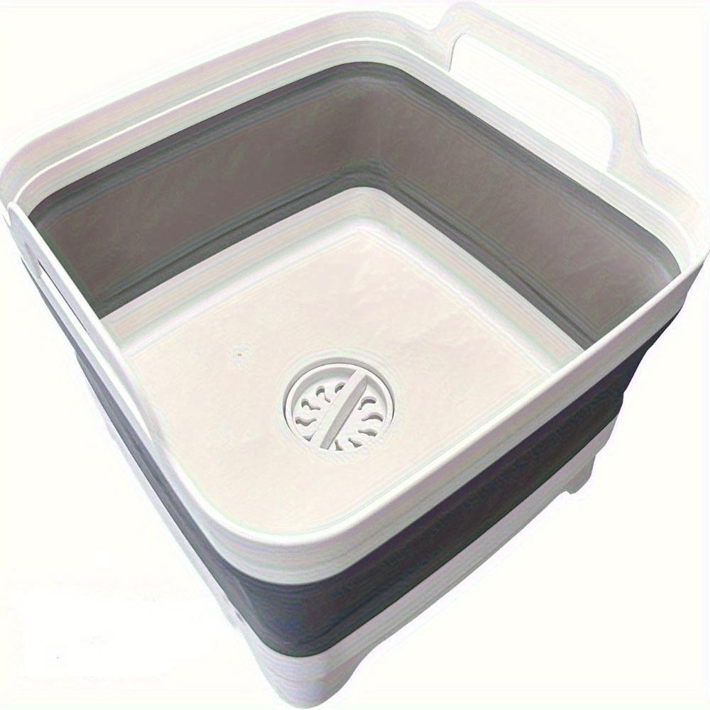 ¡Adecuado para uso en exteriores! El lavabo plegable para platos viene con un tapón de drenaje y un asa, lo que facilita el almacenamiento en la cocina.