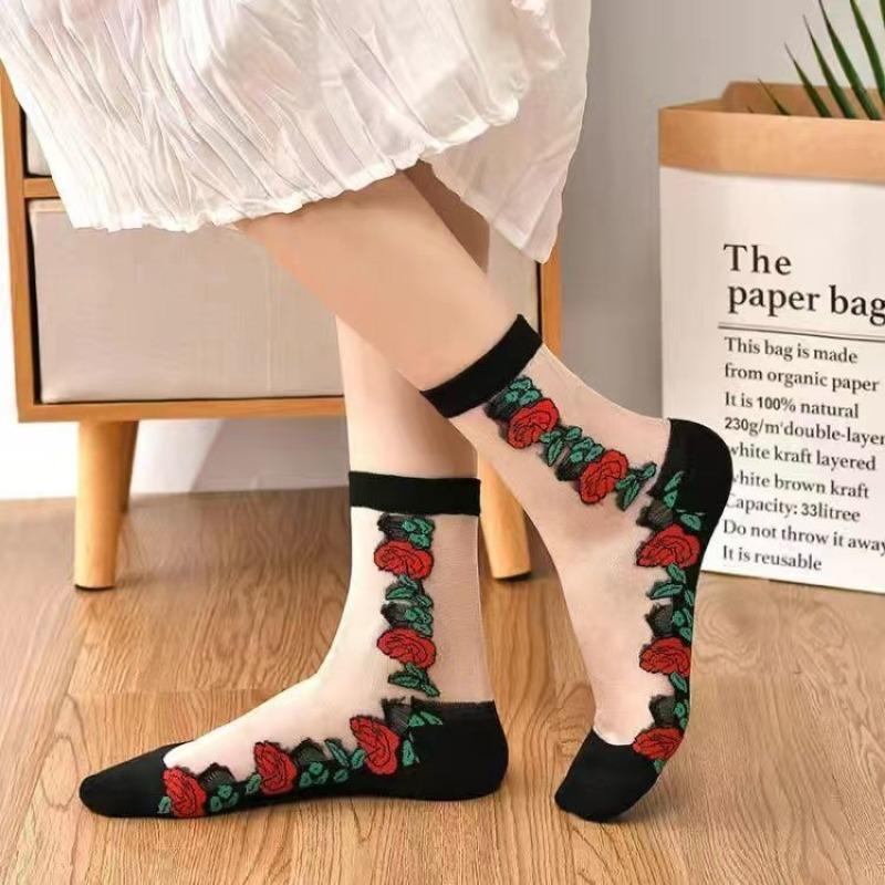 Damen Sommer Dünne Allround Rutschfeste Atmungsaktive Verschleißfeste Mittelhohe Kristall Socken