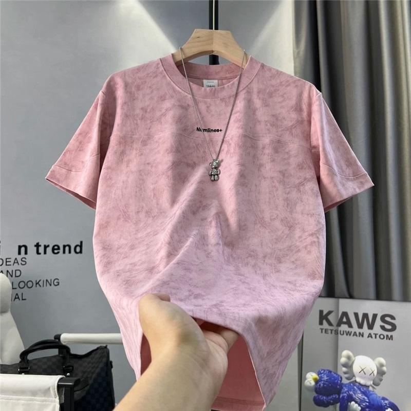 

Men s Tie-Dye Short Sleeve T-shirt Casual Streetwear Tee With 4XL рожевий