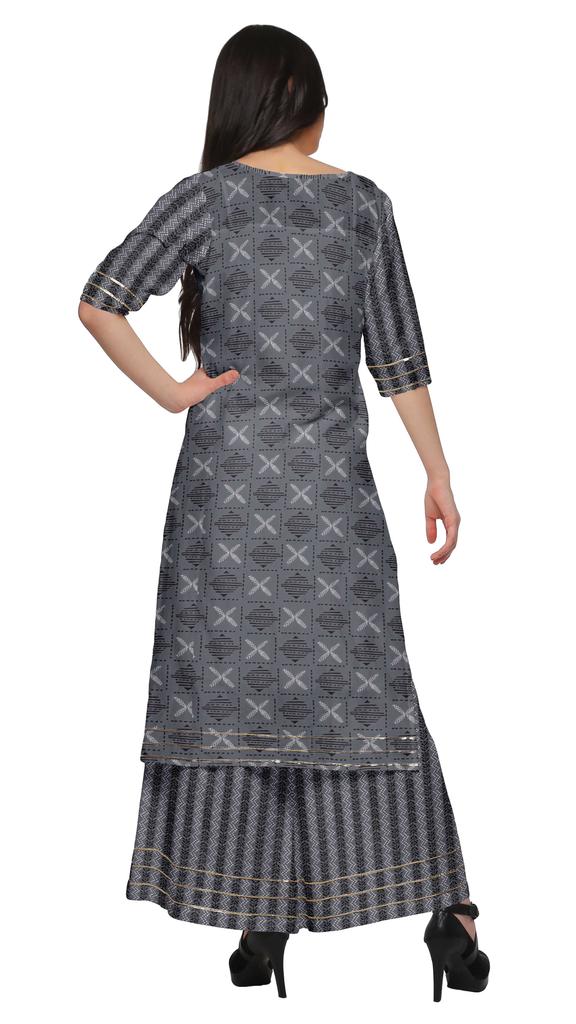 Moomaya V Neck Printed Kurta And Palazzo Pant Set Ethnic Wear Dress For