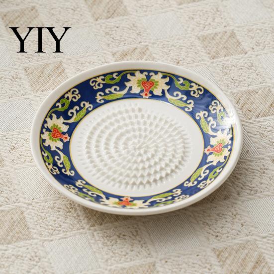 Multifunctional Garlic Dish Ceramic Grinder, Multi-Functional Grating Plate, Manual Ginger Grater Bowl Zester Bowl, All-in-One Prep Mixing Serving