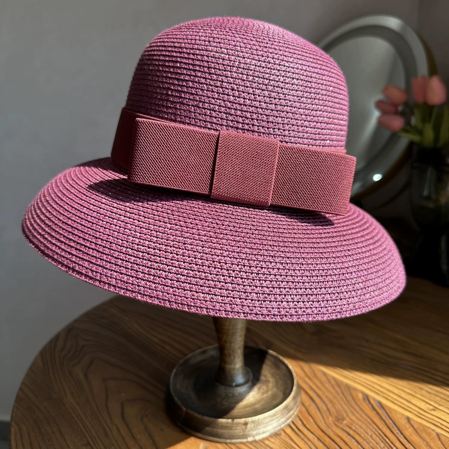 My Extreme Outdoor Activities Women's White/Black Summer Hat Small Brim Hepburn Hat 2026 Vintage Design Eaves Straw Hat Girls Solid Color Beach Holiday Big Sun Gorras 55-58Cm