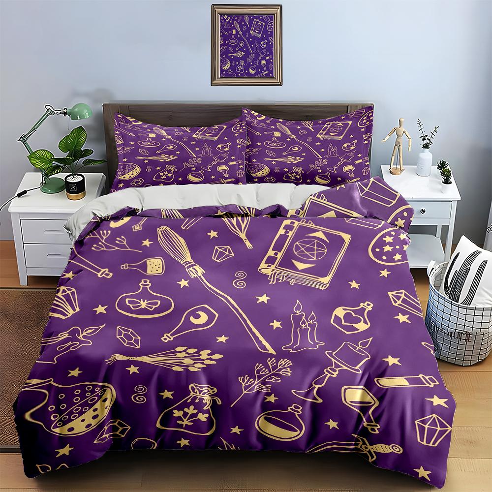 Magical-themed Illustrations Bedding Duvet Cover Sets Duvet Covers Pillowcases Gifts (1 * Duvet Cover 2 * Pillowcases, Without Duvet Insert)