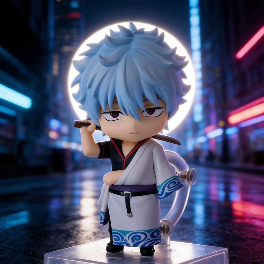 Figura de Arcilla Versión Q de Sakata Gintoki de Gintama 10cm PVC Acción Coleccionable Para Fans de Anime