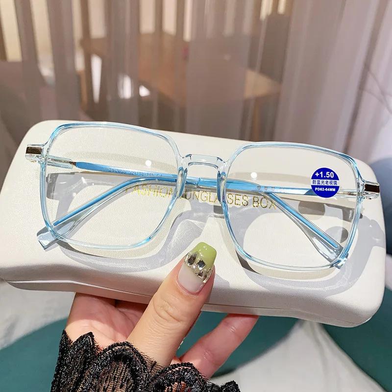 Velké nadměrně velké brýle na čtení New Trend Classic Anti-blue Light Presbyopia brýle Muži Ženy Dalekozraké brýle Stupeň+4,0