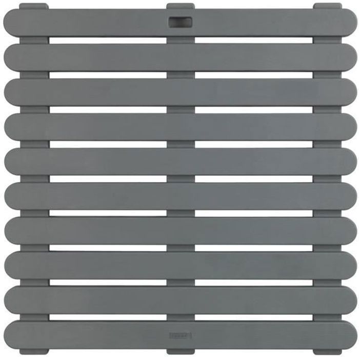 WENKO Caillebotis De Douche Gris | Tapis Baignoire Antidérapant Intérieur/Extérieur | Salle De Bain, Piscine | Plastique | 55x55x3cm