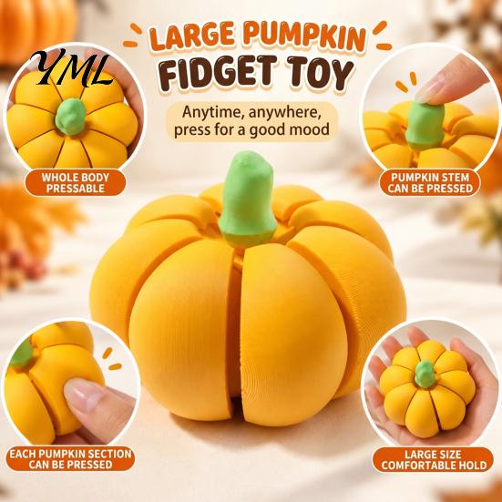 Pumpkin Finger Clicker 3D Printed Fidget Clicker, Stress Relief Clicky Toy, Adults Kids Toy Mini Halloween Thanksgiving Harvest Holiday Gift