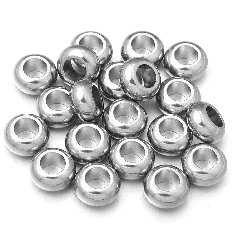 20pcs Stainless Steel Spacer Beads High Quality Big Hole Loose Beads For DIY Bracelet Necklace Jewelry Accessory 6/7/8/9/10/12mm