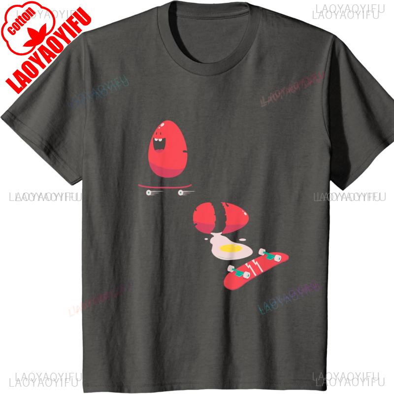 Skateboard Egg Funny Skateboarding Skateboarder Gift Idea Cotton TShirt Streetwear T Shirts for Men Mens T Shirts High Quality