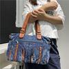 Korean Version Of Retro Multi-Pocket Splicing Washed Punk Denim Shoulder Bag