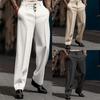 Men's Formal Button Solid Color Loose Straight Tube Comfortable Outdoor Daily Fashion Trousers