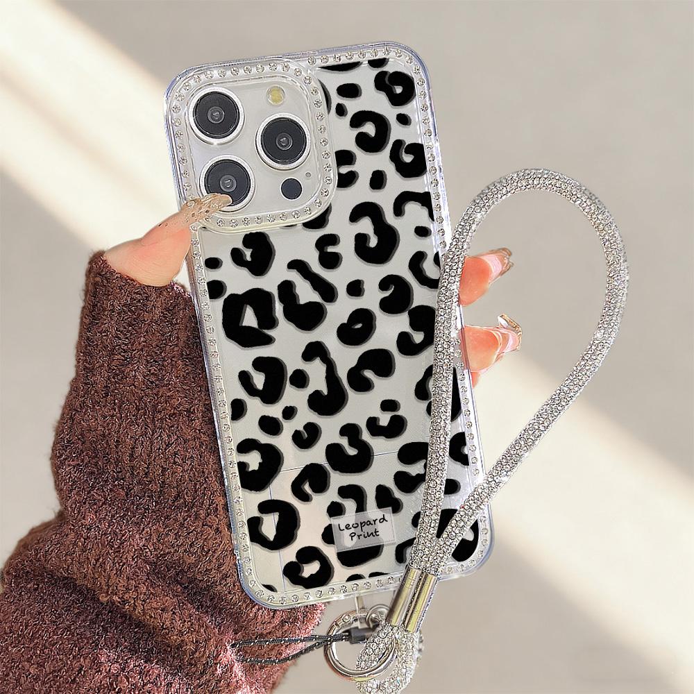 Bracelet Chain Phone Case For iPhone 17 16 15 13 14 for 17Air 17 12 14 16 Pro 17 14 16 Pro Max Sparking Diamond Cute Pattern Hard Cover With Lanyard