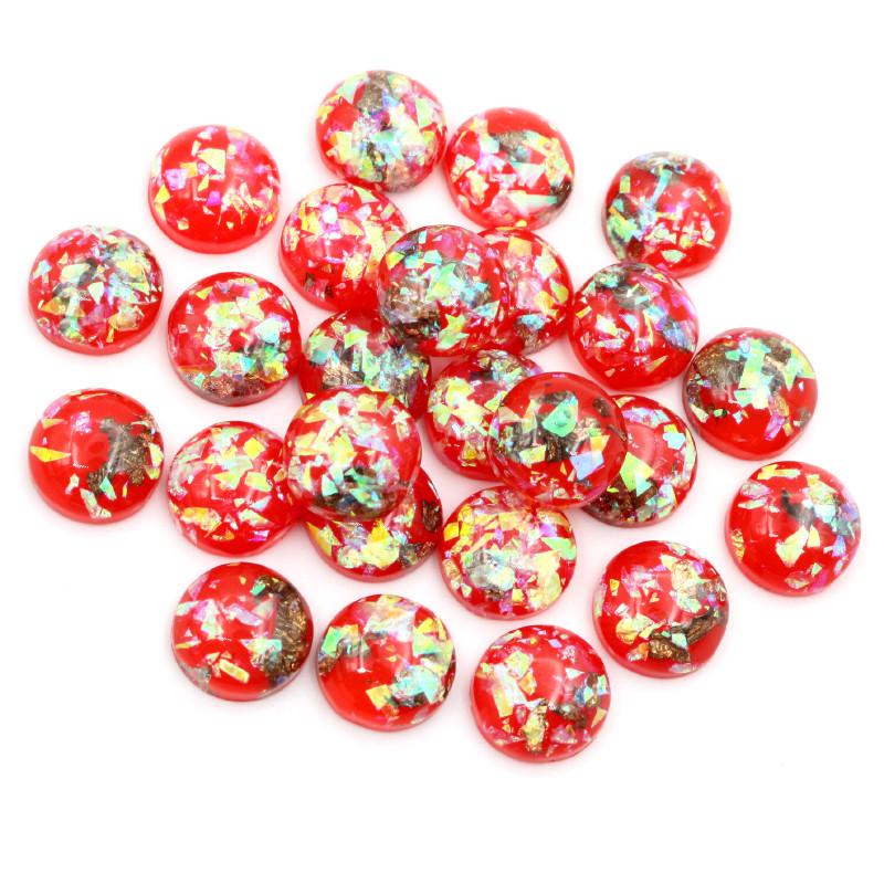 40 Stück 8mm 10mm 12mm Runde Eingebettete Metallfolie Flache Rückseite Harz Cabochons Kuppel DIY Ohrringe Schmuckherstellung Zubehör Fundstücke