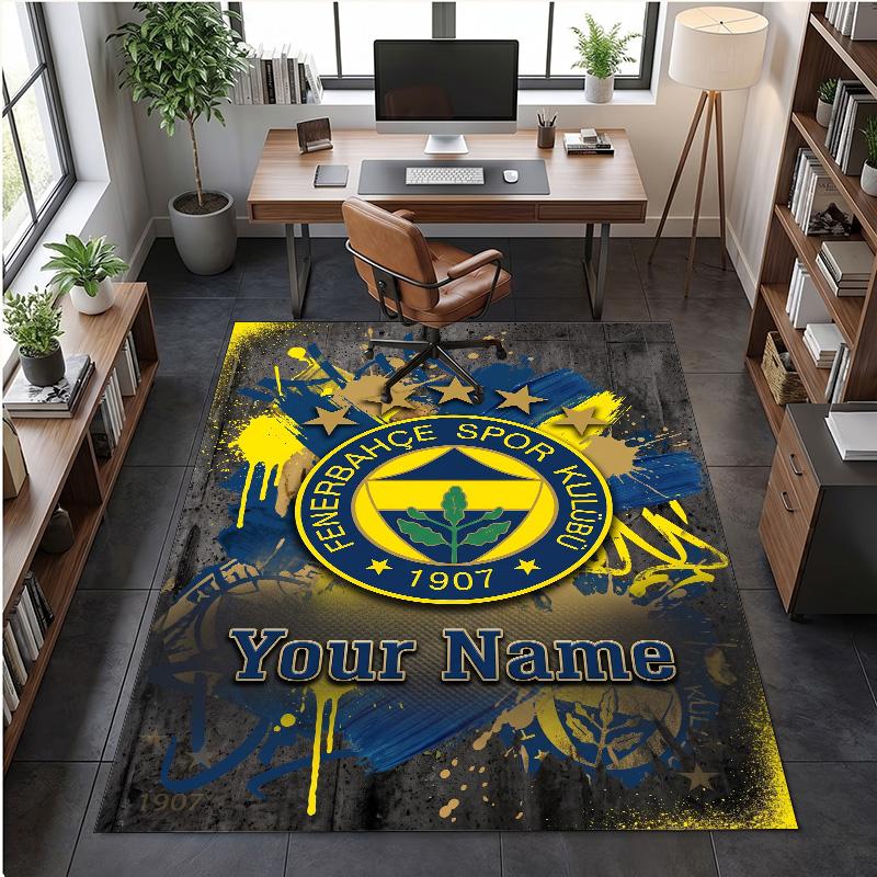 Crystal Velvet Rug Fenerbahçe FC Print Custom Name Text Floor Mat Home Decor