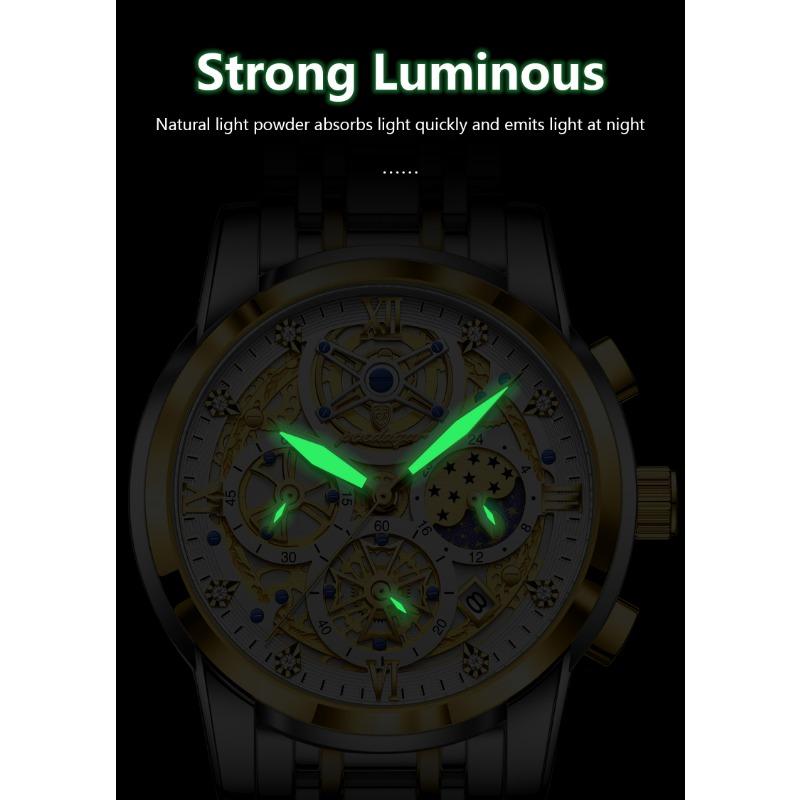 POEDAGAR Luxury Watch For Men Original Waterproof Luminous Date Clock Chronograph Stainless Steel Quartz Watches Reloj