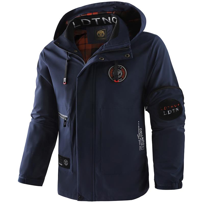 Chaqueta Casual para Hombre Abrigo Parker Otoño e Invierno Chaqueta con Capucha Camisa Chaqueta de Hombre Color Sólido Tendencia de Exterior