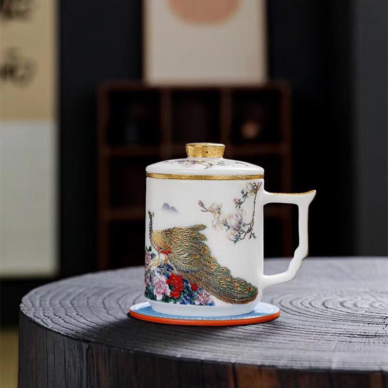 Ручная роспись Фарфоровая чайная офисная кружка цвета бараньего жира