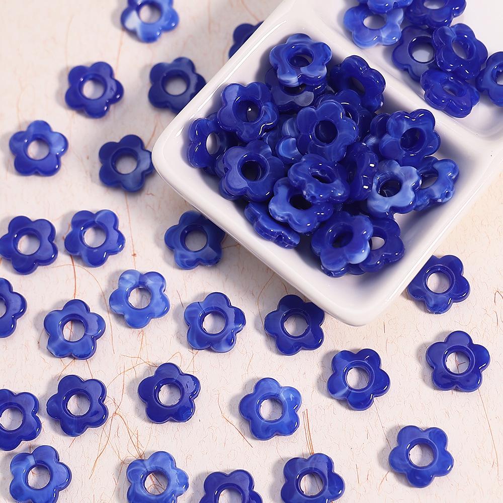 16mm Gradient Plum Blossom Resin Beads, Five-Petal Flower for Handmade DIY Bracelets & Necklaces