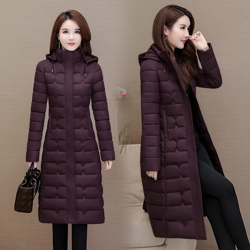 Winter Large Size Knee Long Down Cotton Clothes Thickened Mother Clothes Slim Cotton Clothes Jacket Warm Thickened Warm