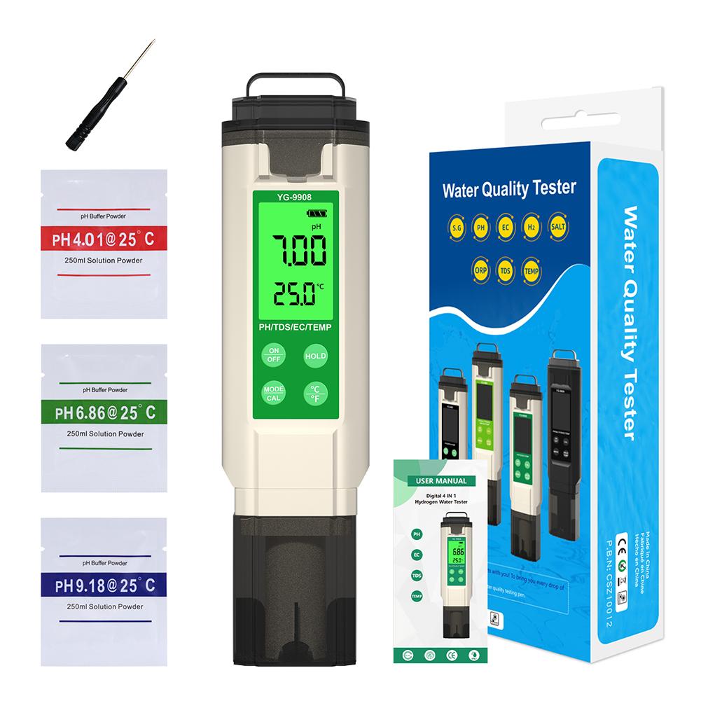 Digital PH Meter Hydroponic Water Quality Tester LCD Backlight Thermometer PH/EC/TDS Meter for Aquariums Drinking Water Spa