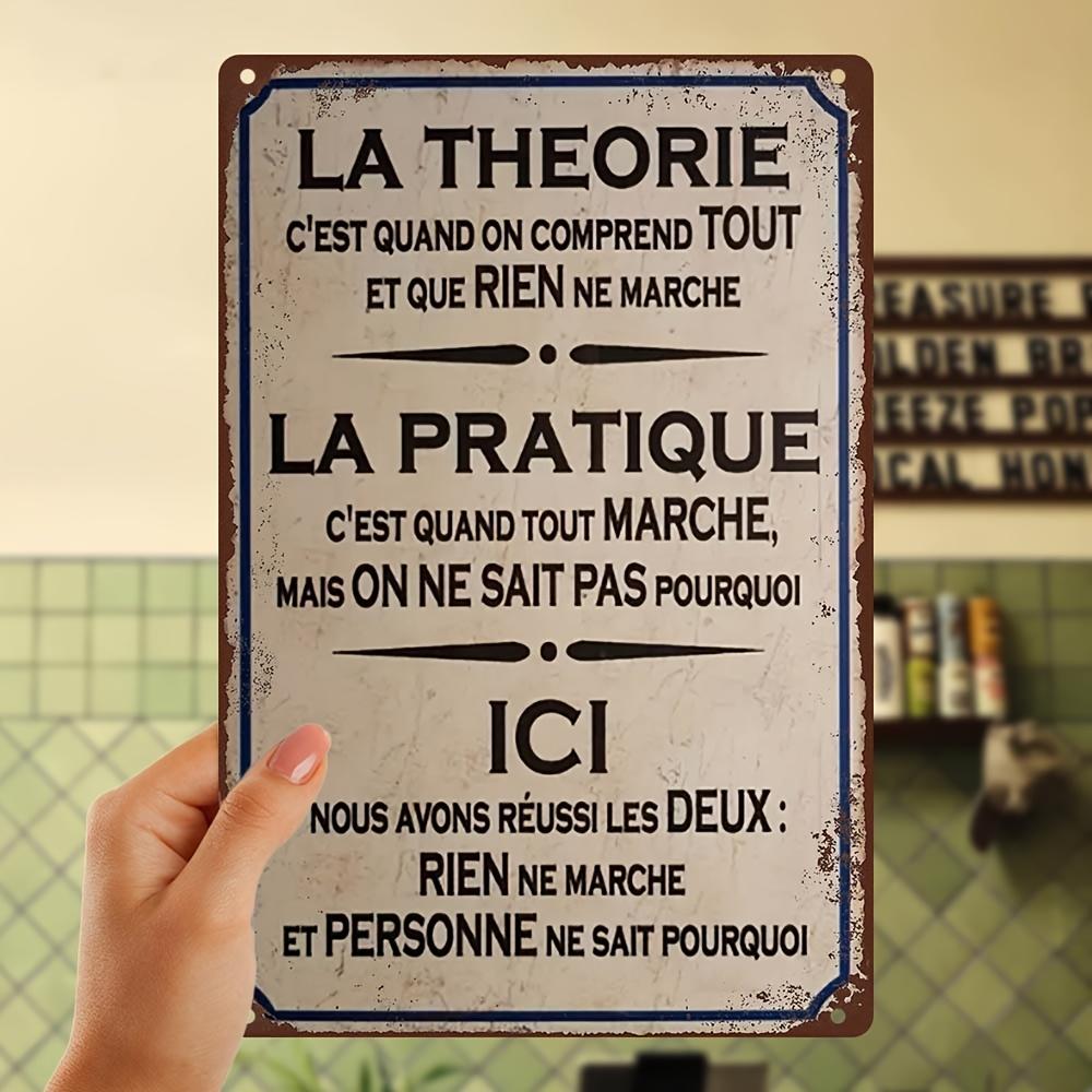 Vintage French Theory Metal Sign - Humorous & Informative, Waterproof Iron Wall Art with Rustic Design for Home, Bar, Cafe - Ide