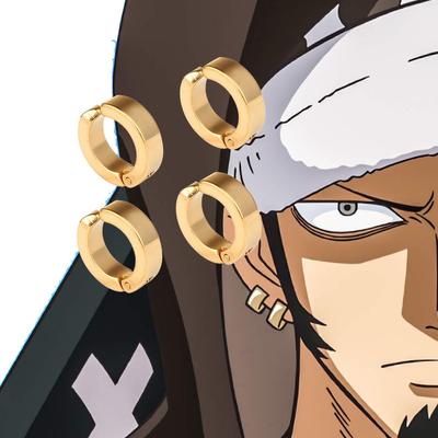 Аніме One Piece Хірург Смерті Трафальгар Ло Косплей Сережки Титанова Сталь Золоті Затискачі Сережки Прикраси Хеллоуїн Іграшки Подарунок